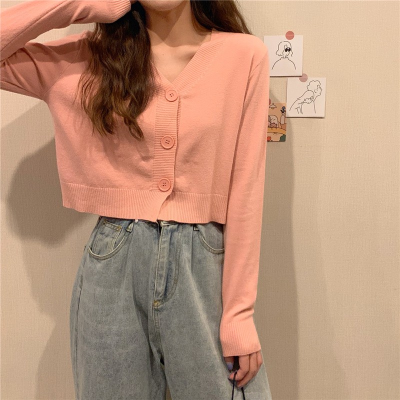 Áo Khoác Cardigan Len Cổ Tim Xinh Xắn Cho Nữ Chất Len Tăm Phong Cách Ulzzang Hàn Quốc Nhiều Màu | BigBuy360 - bigbuy360.vn