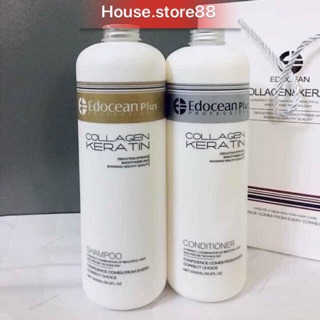 Cặp dầu gội dầu xả phục hồi kích thích mọc tóc edocean collagen keratin 1000ml