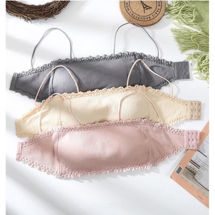 [Giá sỉ] Áo Bra Cotton Tăm Viền Ren Cài Sau Siêu Mềm Đẹp 8832