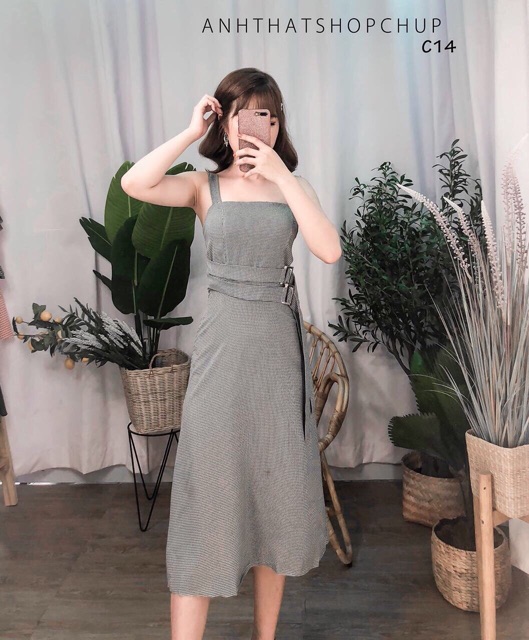 Đầm Caro Nhí Thắt Belt xb(kèm ảnh thật)