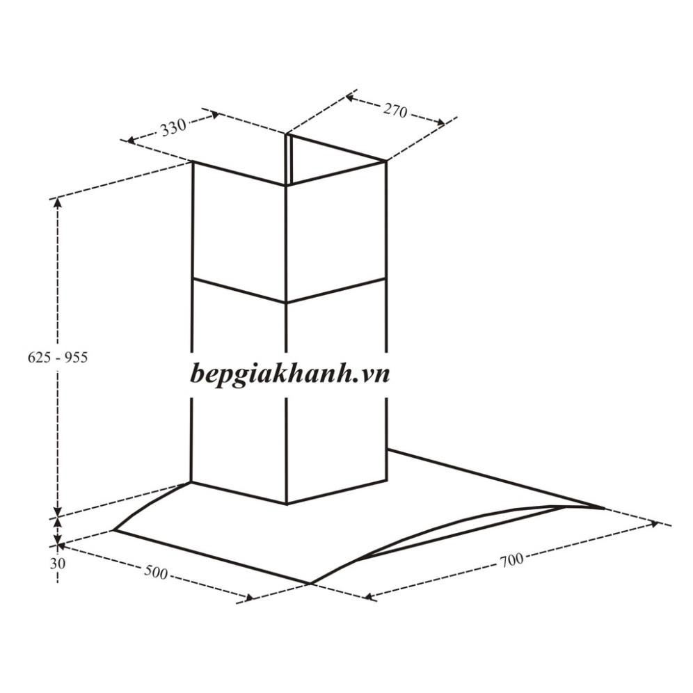 Máy hút khói khử mùi dạng kính cong 70cm Teka NC 780 nhập khẩu Châu Âu, máy hút mùi, máy hút khói, máy hút khói khử mùi