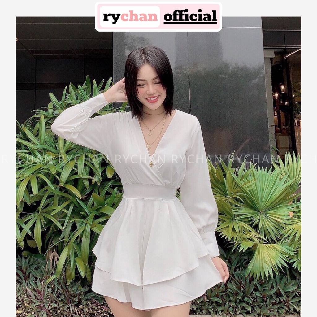 Jumpsuit Tay Dài Đắp Chéo Cột Eo 2 Màu - JU299