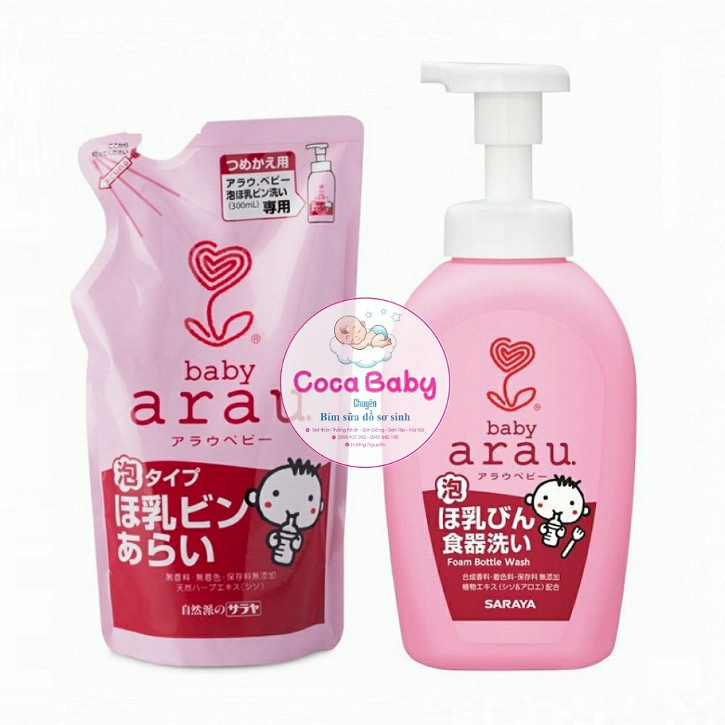 Nước rửa bình sữa Arau Baby Nhật Bản chai 500ml/ túi 450ml⚡FREE SHIP⚡