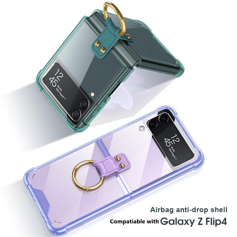 Ultra Ốp Điện Thoại PC Cứng Siêu Mỏng Trong Suốt Chống Sốc Kèm Móc Xỏ Ngón Cho Samsung Galaxy Z Flip 4