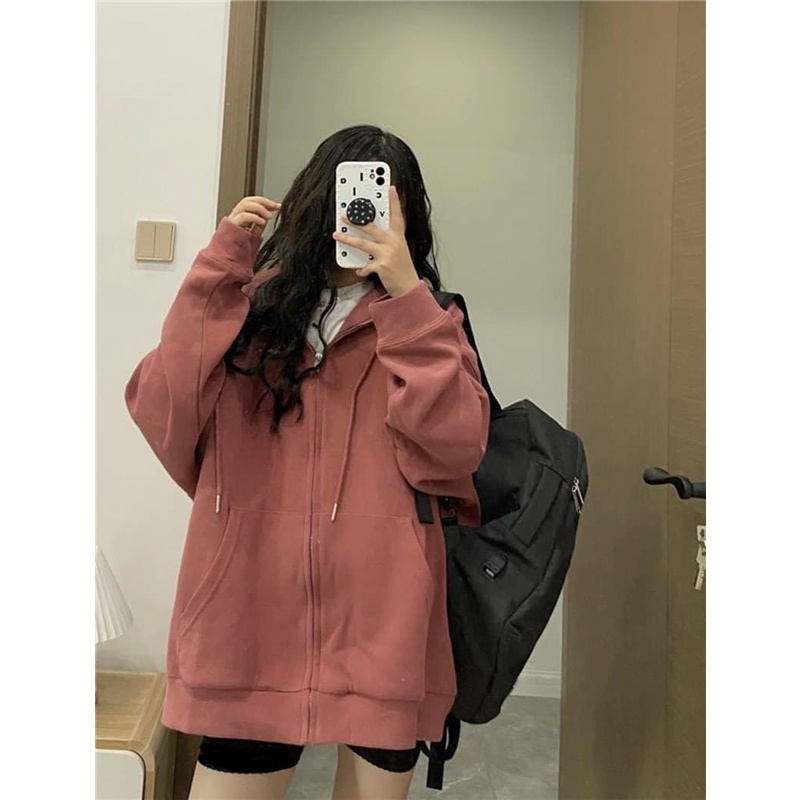 Áo nỉ unisex Hoodie kèm mũ và khóa,💖FREESHIP💖,dáng rộng, From to