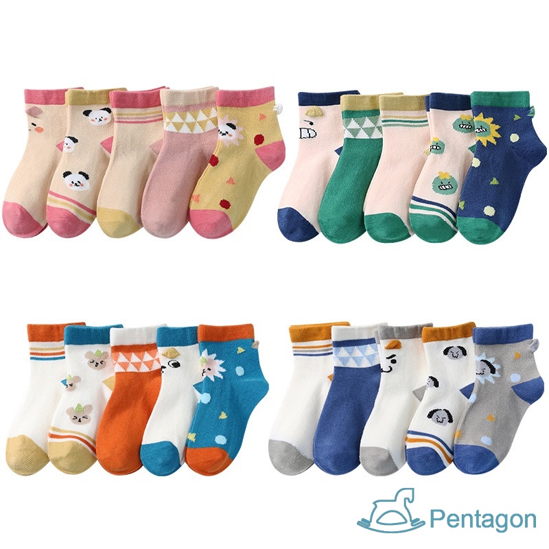 Set 5 Đôi Vớ Họa Tiết Hoạt Hình Dễ Thương Cho Các Bé