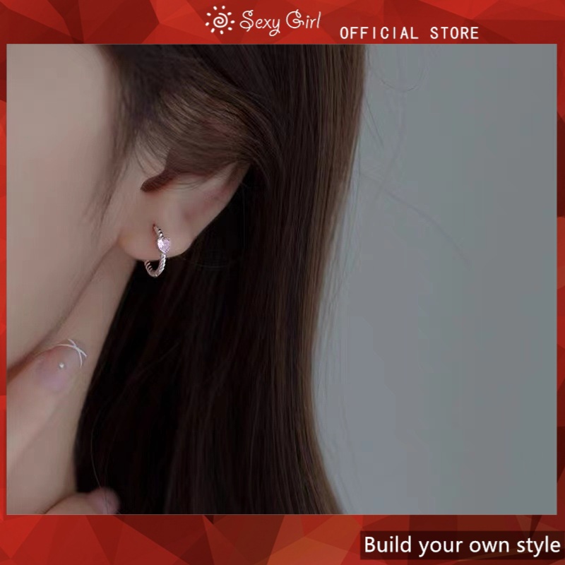 Khuyên Tai Hình Xoắn Màu Hồng Phong Cách Đơn Giản Thời Trang