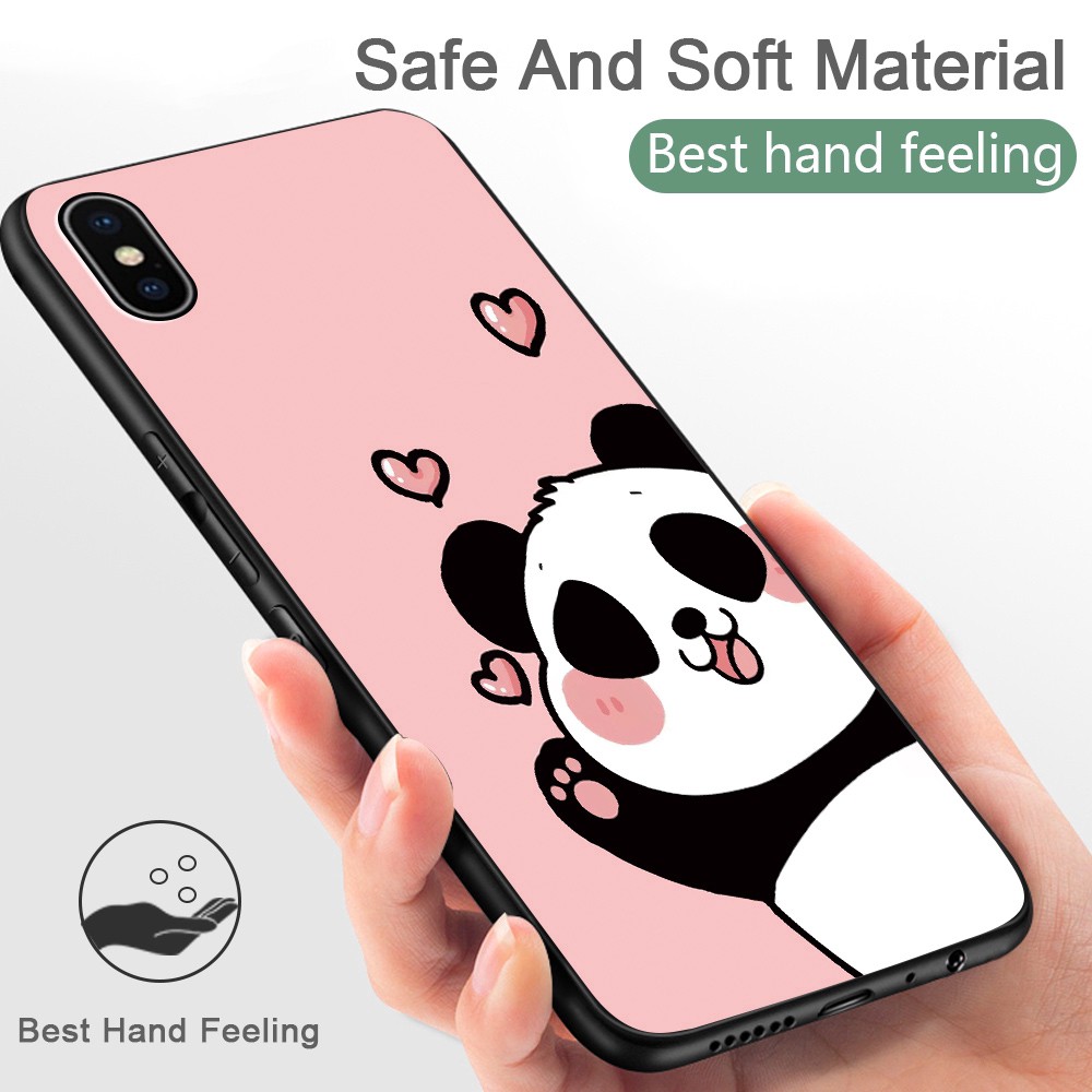 Samsung Galaxy S6 S9 Plus S8 S7 Edge S8+ S9+ For Soft Case Silicone Casing TPU Cartoon Fashion Cute Panda Lovely Bear Phone Full Cover simple Macaron matte Shockproof Back Cases