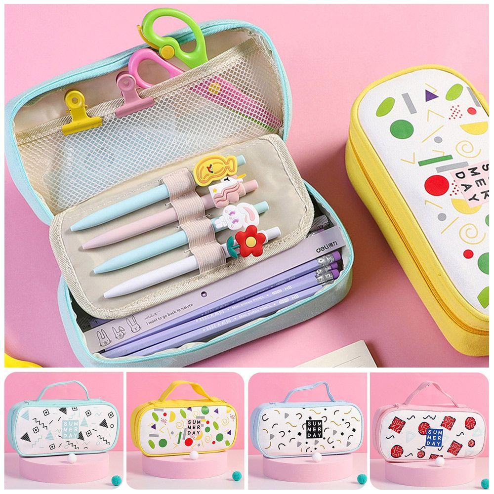 CHOOKEY Túi Đựng Bút Vải Canvas Cỡ Lớn In Hoạt Hình Dễ Thương Cho Học Sinh