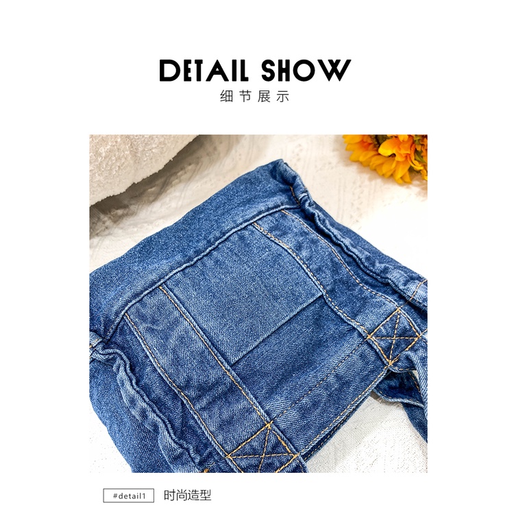 Túi xách đeo vai bằng vải bạt denim phong cách Hàn Quốc thời kiểu dáng trang cho nữ