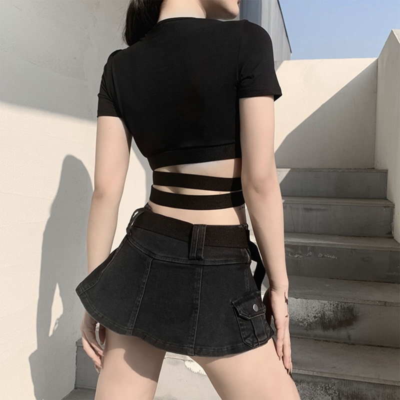Áo Thun Crop Top Nữ Tay Ngắn In Chữ Phong Cách Harajuku