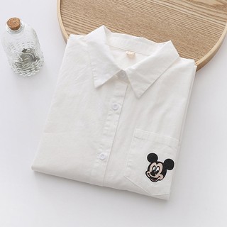Áo Sơ Mi Nữ Thêu Mickey Đơn Giản HQ 910