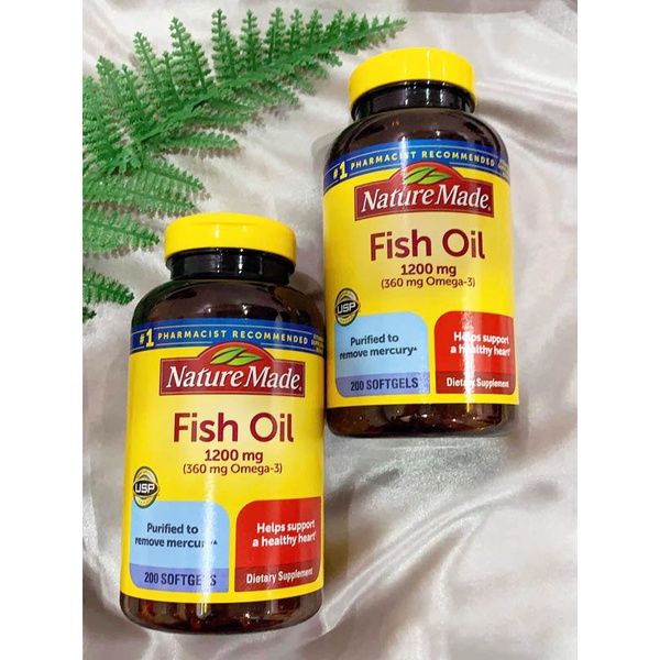 Dầu cá Omega-3 , Nature Made Burp-Less Fish Oil 1000 mg with 300 mg Cholesterol , 320 viên - Date: 12/2023 ,vón cục nhẹ,