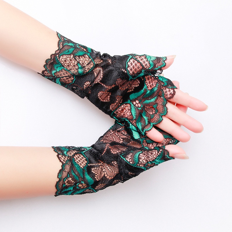 Găng Tay Ren Lụa Lạnh Mùa Hè Chống Nắng Chống Tia UV Dáng Ngắn Thoáng Khí Màu Đen retro Thanh Lịch Cho Nữ
