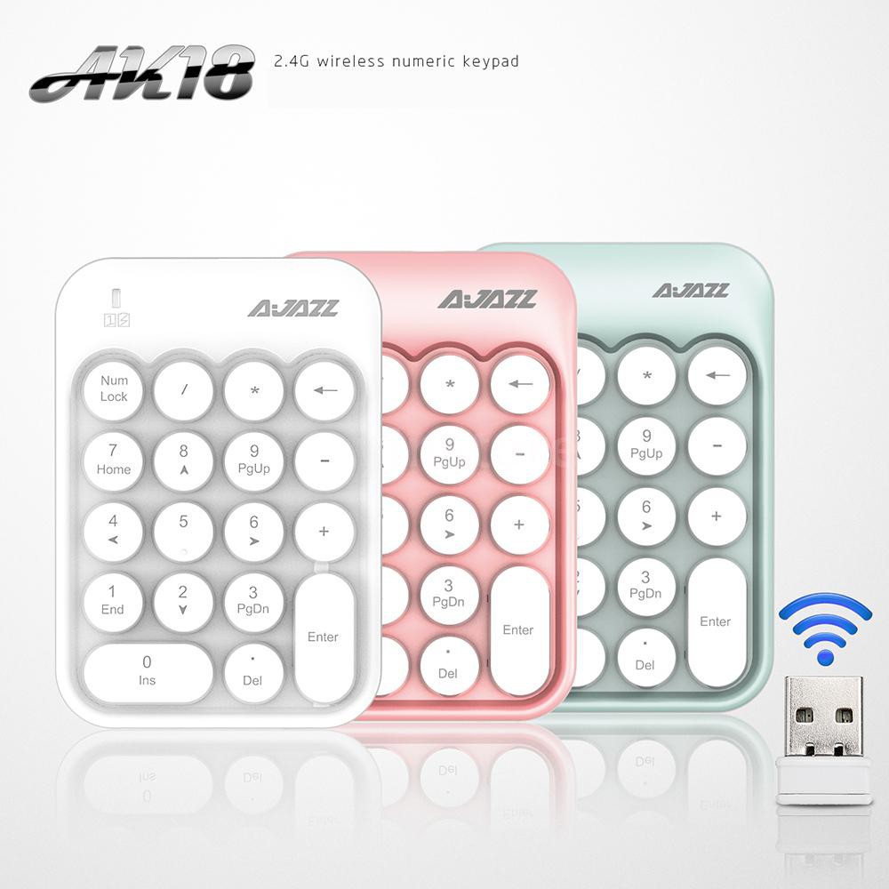 yins♥Ajazz 2.4G Wireless Numeric Keyboard Mini Numpad 18 Keys Digital Keyboard for Window XP Win7 8 10 ios Laptop PC Not