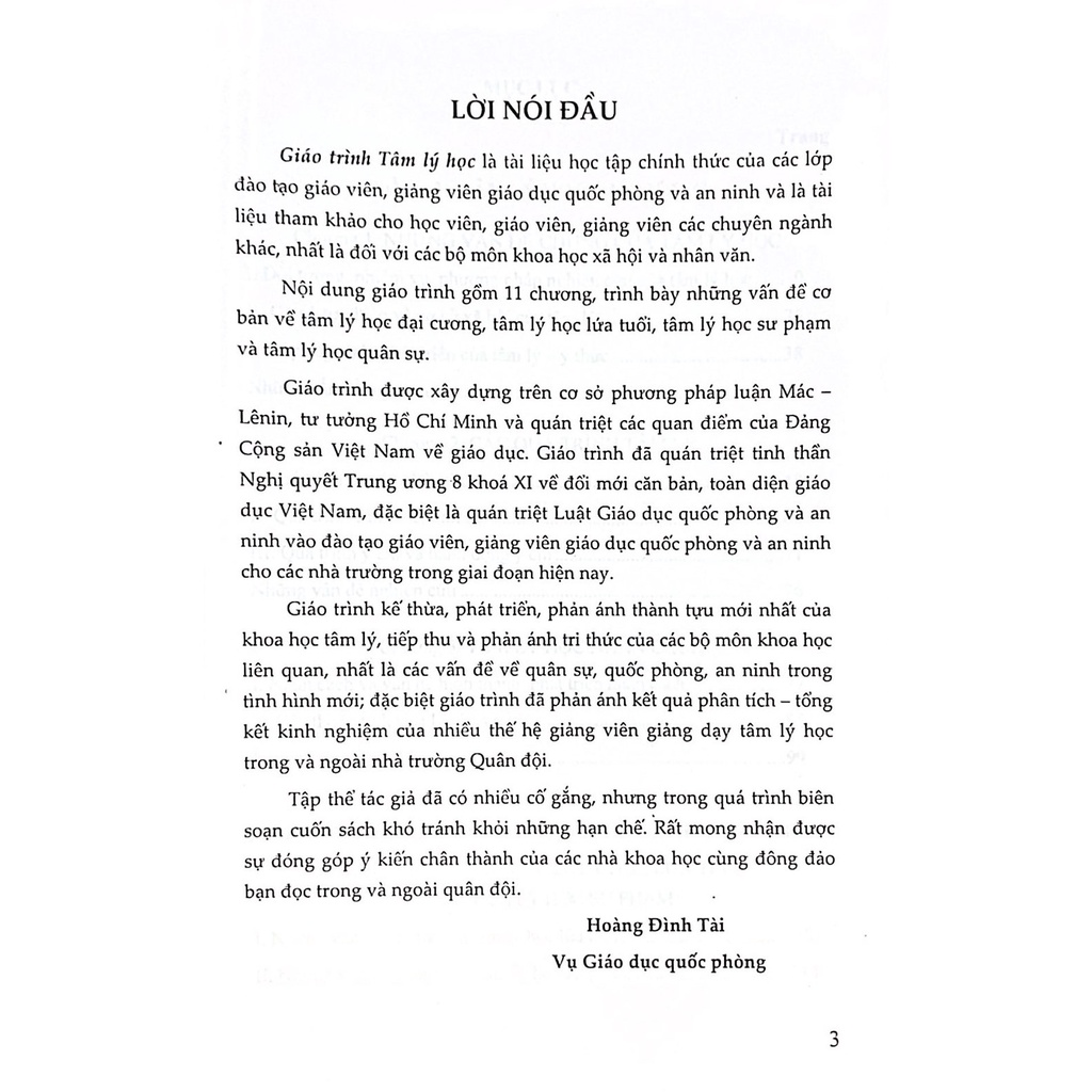 Sách - Giáo Trình Tâm Lý Học - Dùng cho Đào Tạo Giáo Viên, Giảng Viên Giáo Dục Quốc Phòng và An Ninh