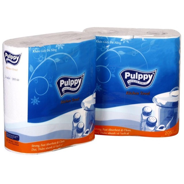 Khăn Giấy Đa Năng Pulppy Bếp Xanh 2 Cuộn - 205 Tờ