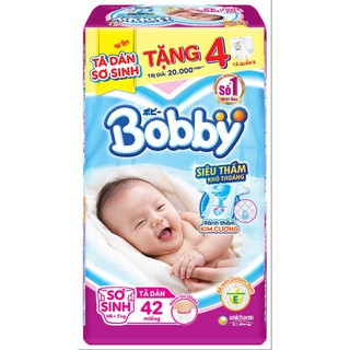 [TẶNG 4 MIẾNG TÃ QUẦN SIZE S] BỈM-TÃ DÁN BOBBY SIÊU THẤM XS42 (sơ sinh - 5kg)