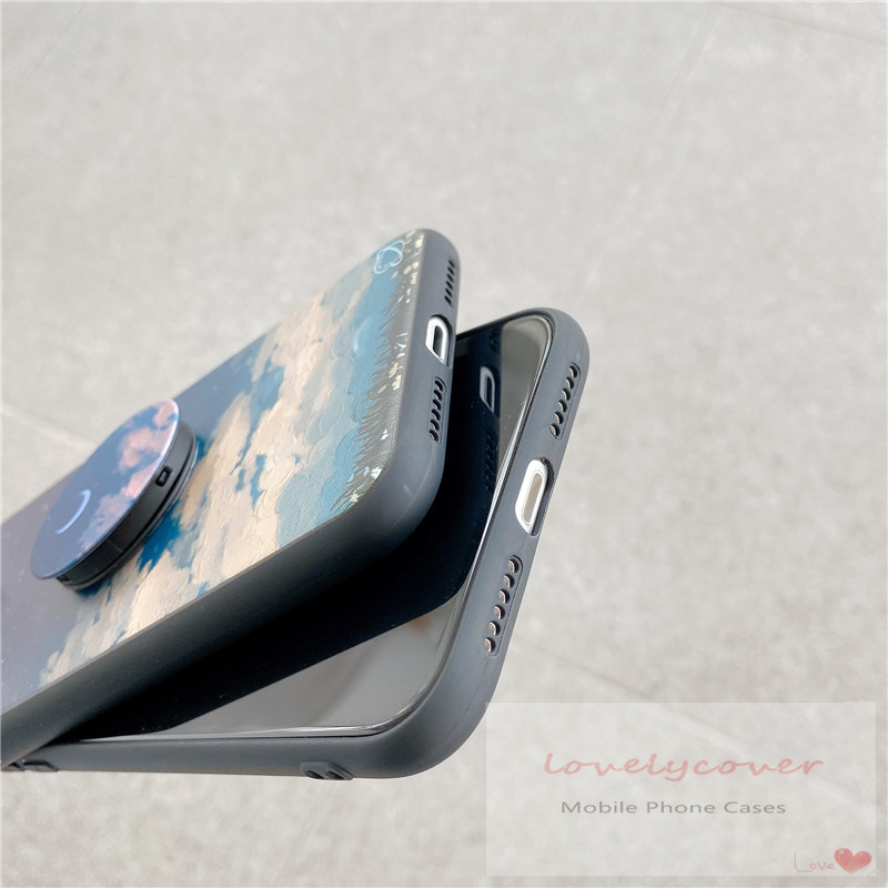 IPHONE ROMANCE POP SOCKET Ốp Lưng Họa Tiết Trăng Sao Dễ Thương Có Giá Đỡ Cho Iphone 11 11pro Max 6 6s 7 8 Plus X Xr Xs Max Se