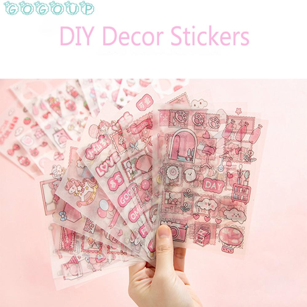 Set 4 Tờ Nhãn Dán Họa Tiết Hoạt Hình Động Vật Nhiều Màu Sáng Tạo Trang Trí Sổ Tay DIY