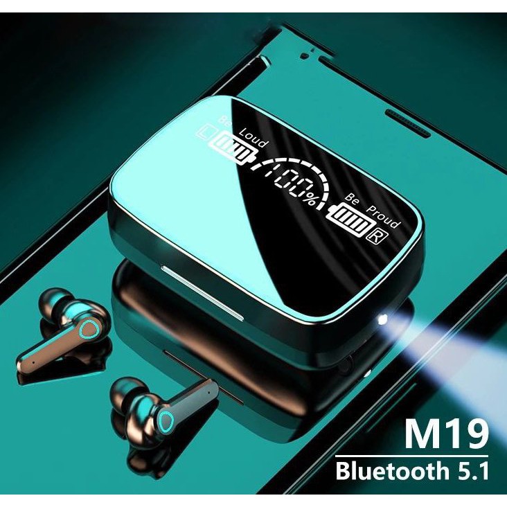 [M19] Tai nghe Bluetooth, Tai nghe không dây, Tai Nghe M19, chống nước, chống ồn, pin trâu, có đèn pin, BH 12 tháng