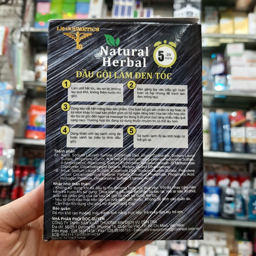 DẦU GỘI LÀM ĐEN TÓC NATURAL HERBAL (1 Hộp/10gói)