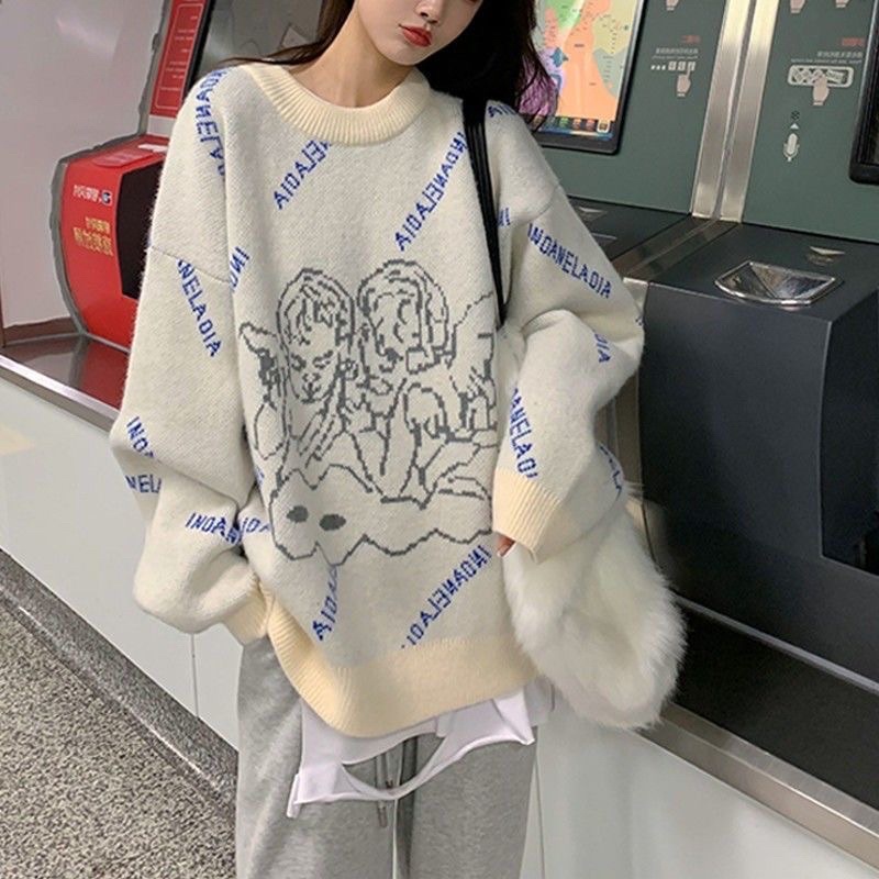 Áo Sweater in họa tiết thiên thần phong cách retro sành điệu cho nam và nữ