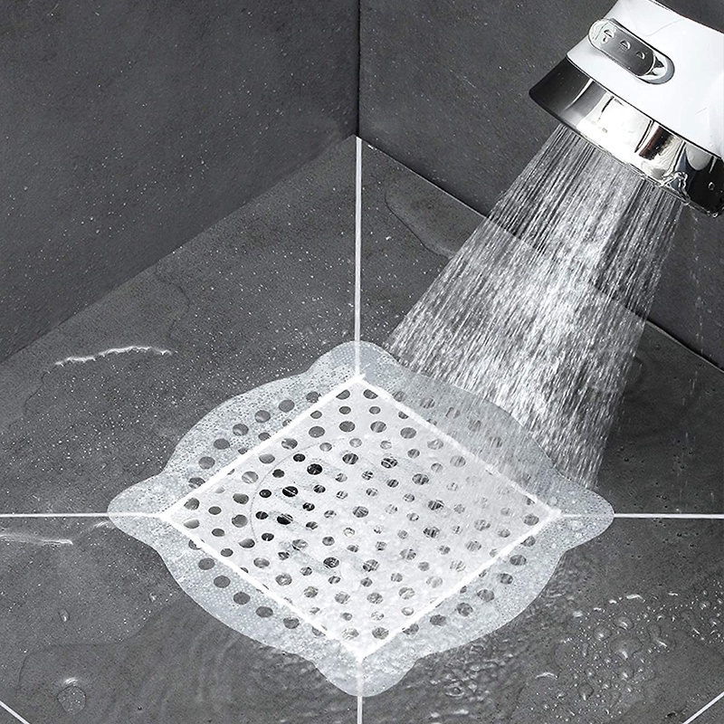 20Pcs Disposable White Floor Drain Sink Sewer Filter Stickers / Anti-blocking Strainer / Bathroom Kitchen Accessories