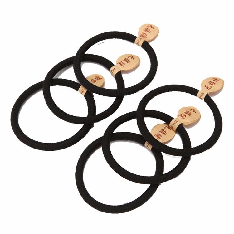 Dây Buộc Tóc Cao Su Dày Dặn Co Giãn Màu Đen Không Đường May