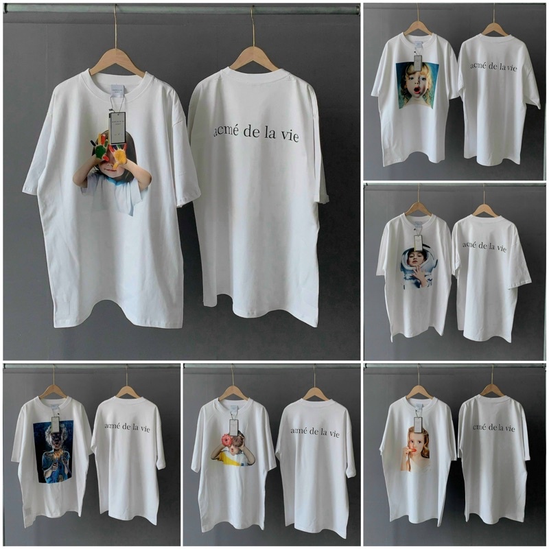 ÁO THUN TAY LỠ TRẮNG ADLV FULL TEM MÁC FORM UNISEX NAM NỮ
