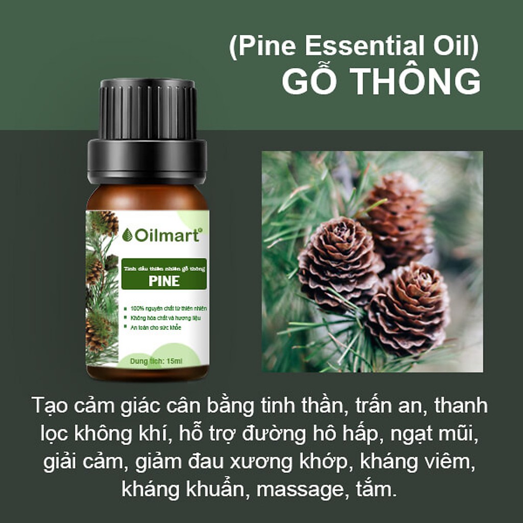 [GIÁ DÙNG THỬ] Tinh Dầu Nguyên Chất Oilmart Essential Oil 15ml - Xông Phòng, Thanh Lọc Không Khí, Đuổi Muỗi, Thư Giản