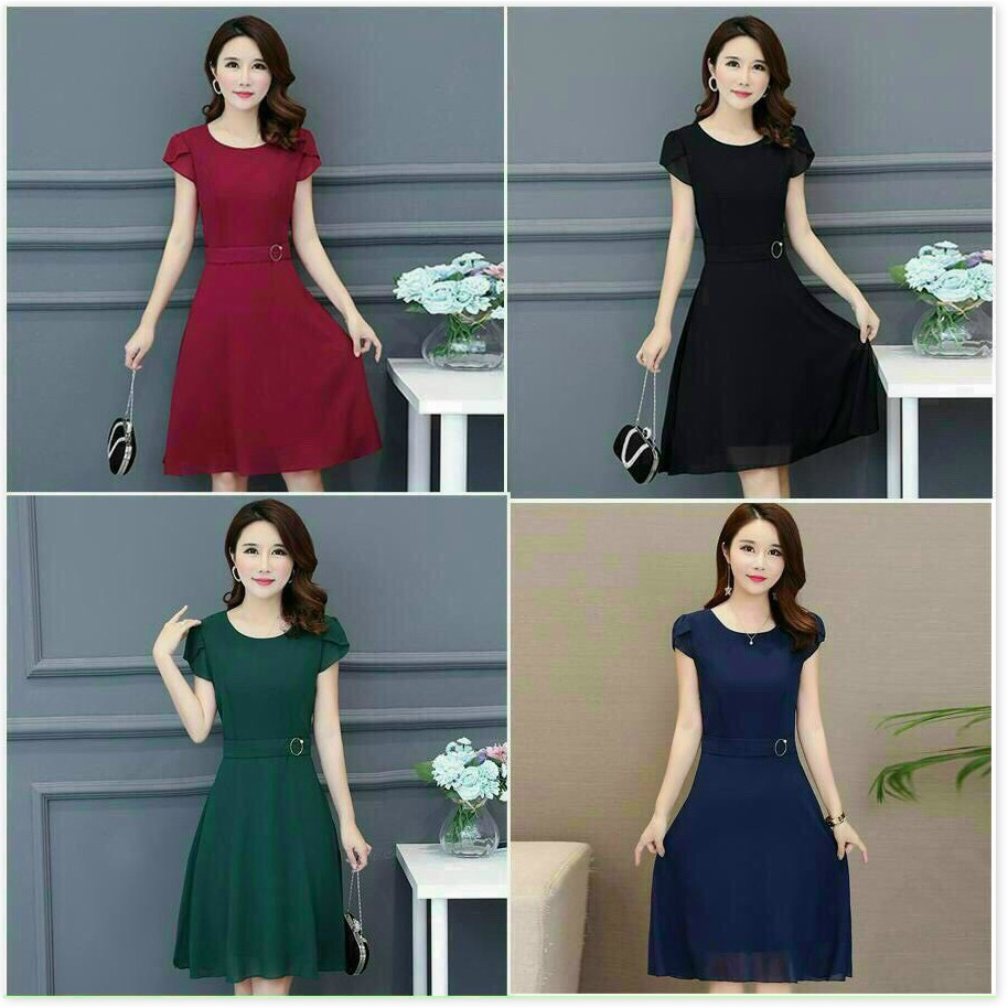 ĐẦM VOAN CHIFFON DÁNG SUÔNG,HỌA TIẾT TRƠN NHƯNG KHÔNG KÉM PHẦN SANG TRỌNG THỜI TRANG KOKO MI