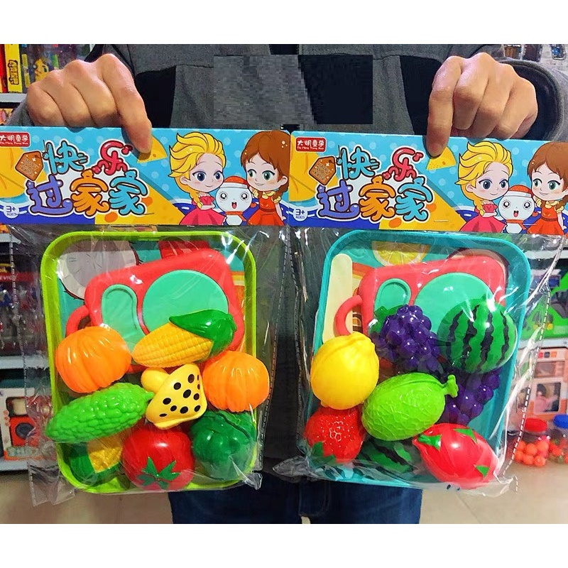 Đồ chơi cắt hoa quả rau củ nhựa có khay đựng cho bé - CQK