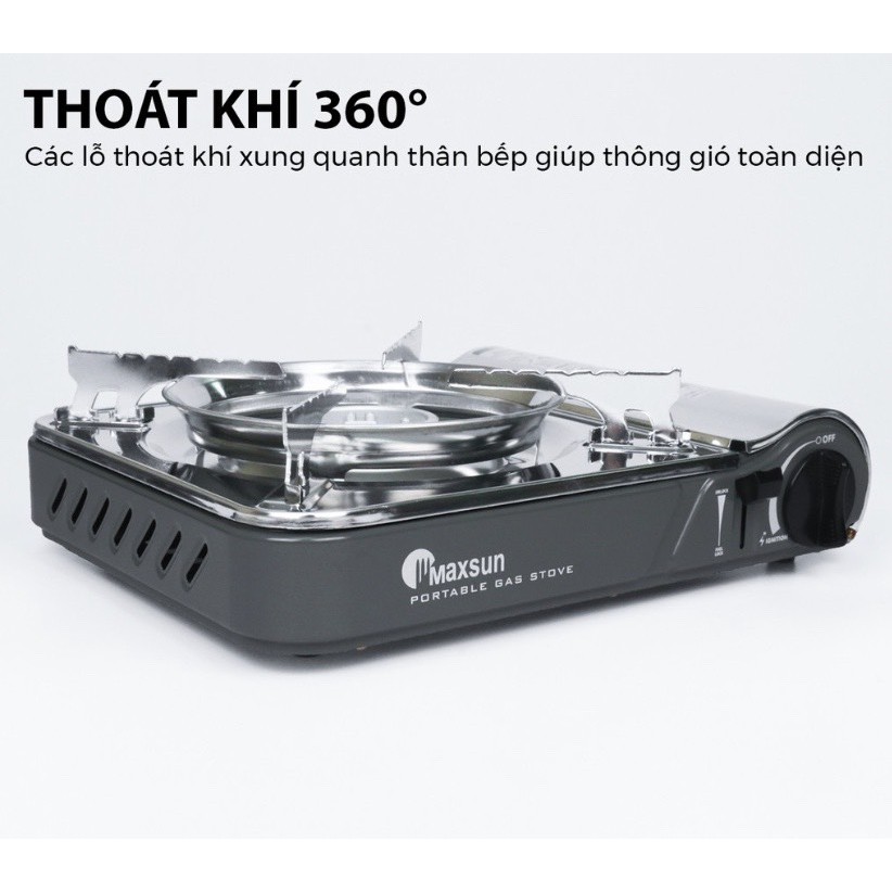 (BẢO HIỂM CHỐNG NỔ) Bếp Ga Mini Inox Chống Rỉ MS-3800SP / Vòng Chắn Gió (Tặng hộp đựng)