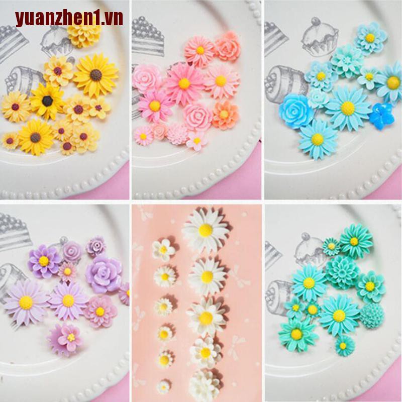 [YUANZHEN1] 11 Hoa Cúc Nhựa Resin Trang Trí Sổ Tay DIY