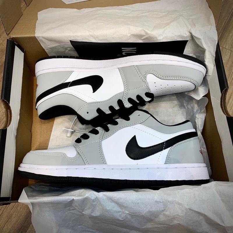 Giày Thể Thao Jordan 1 Low Grey - Sneaker Thấp Cổ Xám Đen (Ảnh Thật + Hàng Sẵn)