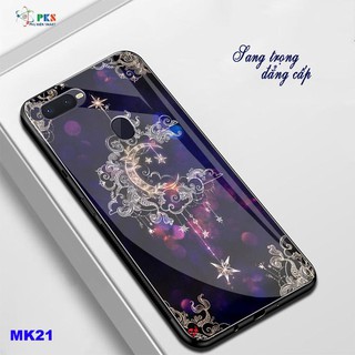 Ốp lưng Oppo F9 in 3D hình hoa văn mặt kính cường lực