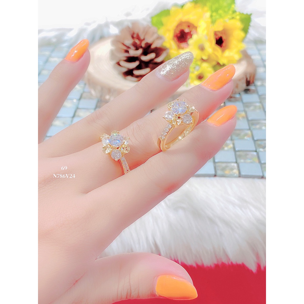 UHA - Nhẫn nữ UHA mạ 18k - xi kim đính đá CZ N786