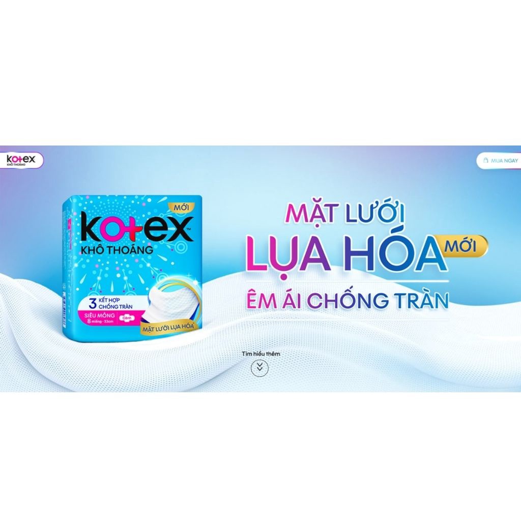 Băng vệ sinh Kotex khô thoáng Maxi cánh 8 miếng