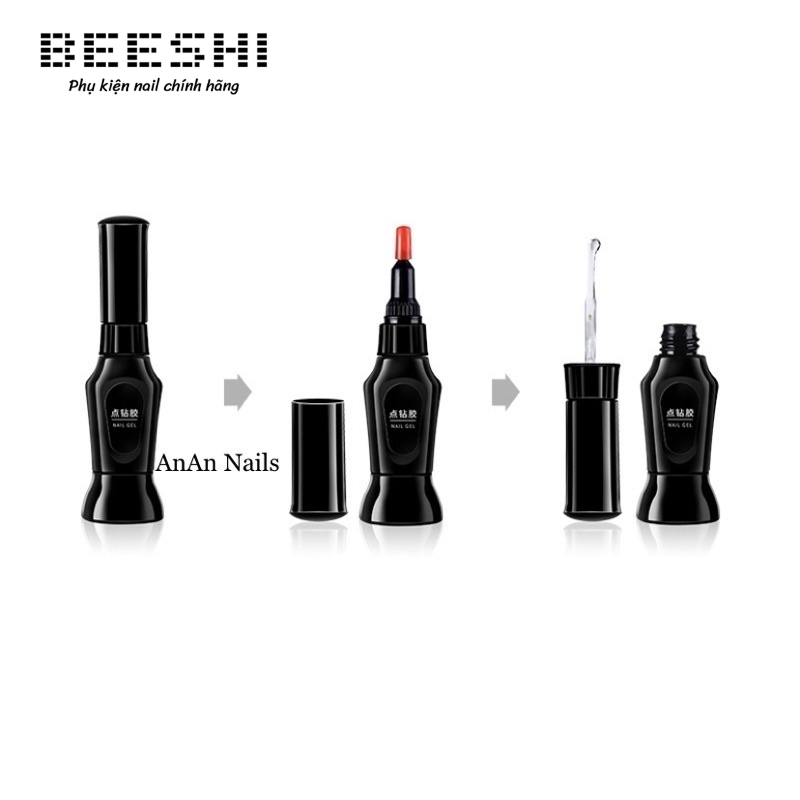 Bút gel đính đá, chiết chân keo siêu tốc 2 đầu- beeshi shop nail