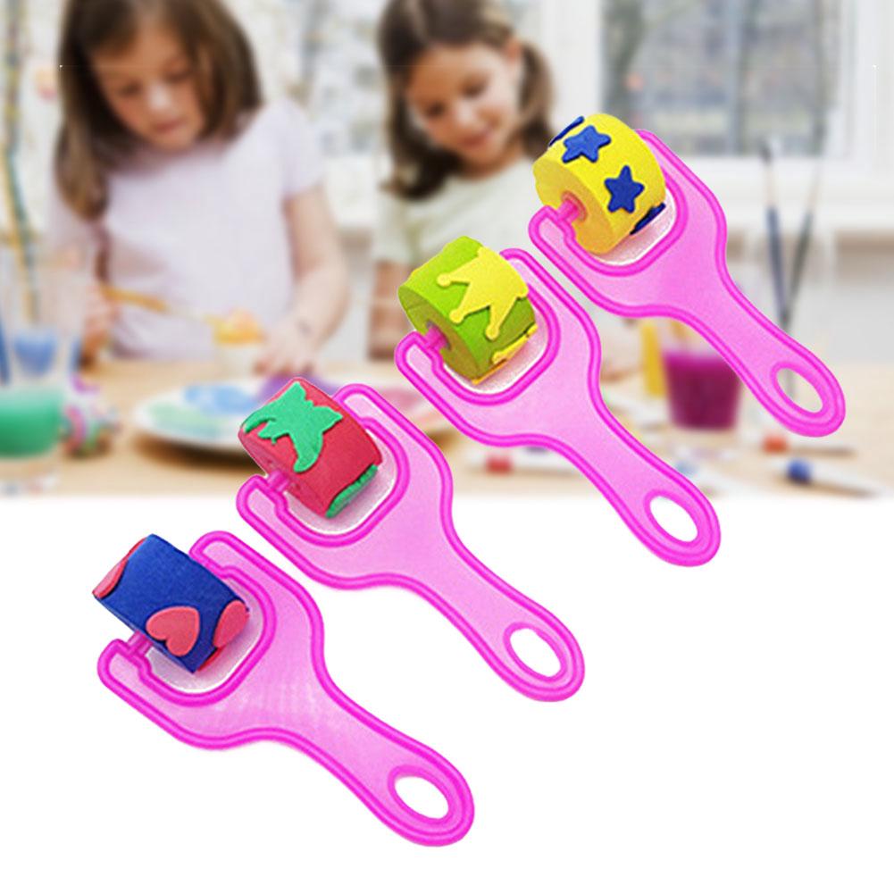 4Pcs Stamper Roller With Handle Painting Tool EVA Crafts Kids Toys DIY Durable