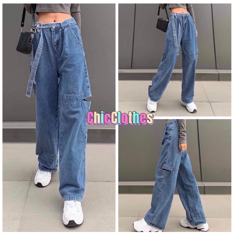 Quần Jean ống suông nữ ❤️𝑭𝑹𝑬𝑬𝑺𝑯𝑰𝑷❤️Jeans baggy bò dáng suông ống rộng, cạp cao năng động Ulzzang