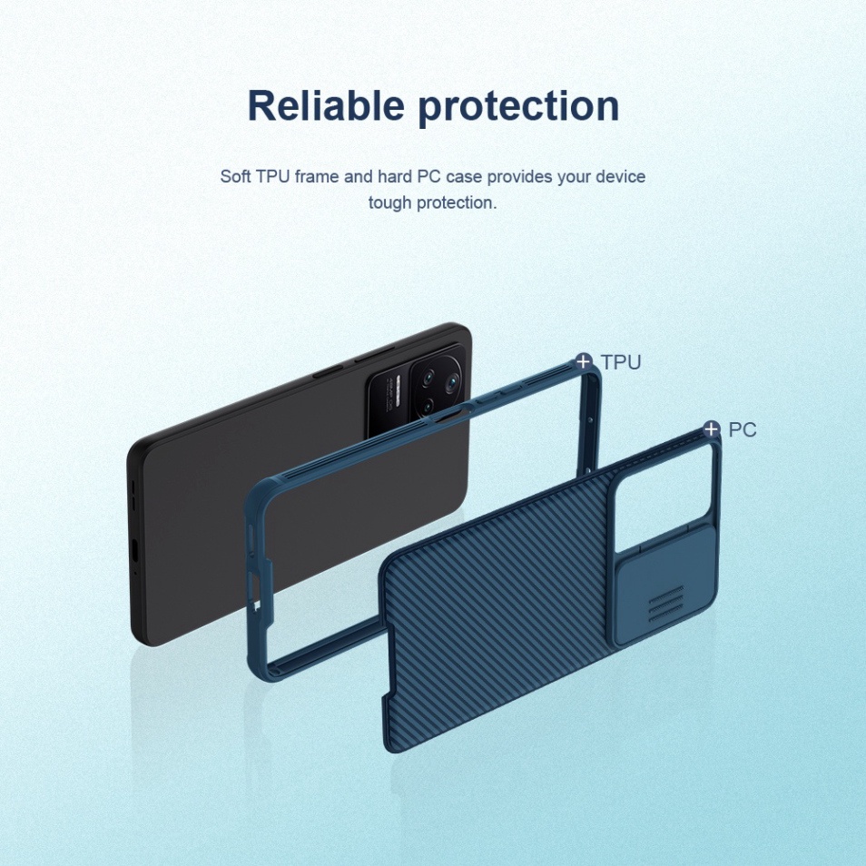 Ốp điện thoại Nillkin bằng TPU + PC có tấm trượt bảo vệ camera chống sốc cho Xiaomi Redmi K40s