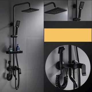 Bộ Sen Cây Tắm Nóng Lạnh Đồng Đúc Phủ Sơn Đen Tĩnh Điện AV-918 Bảo Hành 2 năm