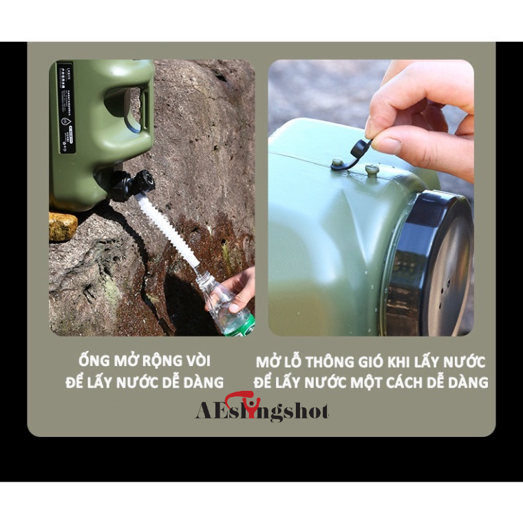 Bình đựng nước cắm trại du lịch dã ngoại di động ngoài trời, có van khóa, có vòi nối dài tiện lợi - DCP9