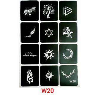 Khuôn xăm tạm thời hình hoa hồng, nhịp tim mã W20
