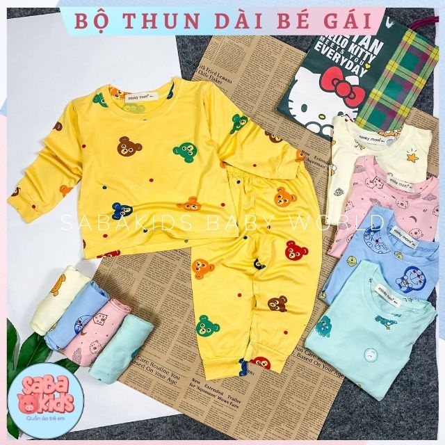 Bộ Tay Dài Mặc Nhà Cho Bé Thun Lạnh Co Dãn Thấm Hút Mồ Hôi Siêu xinh Từ 4-15kg