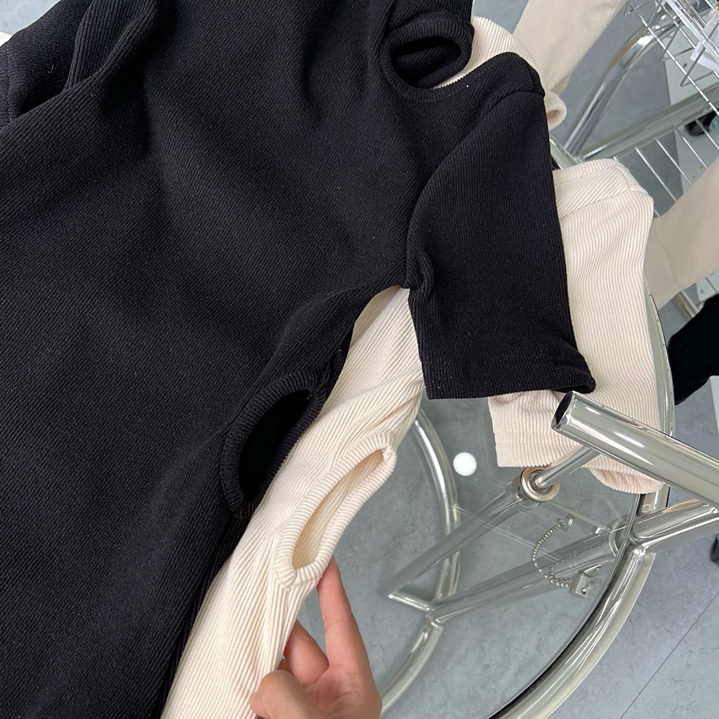 Áo Tchoose, áo thun khoét vai bodysuit dáng ôm sát kèm ống tay - T354 | BigBuy360 - bigbuy360.vn