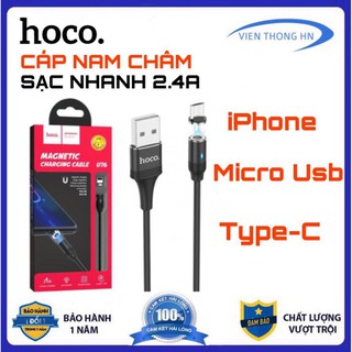 Hoco u76 Cáp sạc nhanh nam châm 2.4a - cáp sạc từ tính dùng cho micro usb , typec , lightning