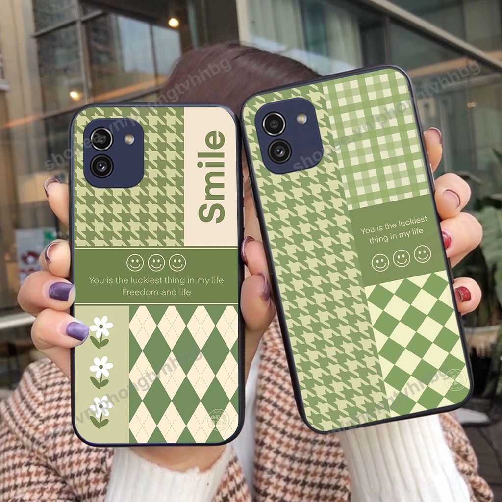 Ốp lưng Samsung A03 / A03 Core in mẫu gấu bo viền , smile mặt cười cực cute đẹp
